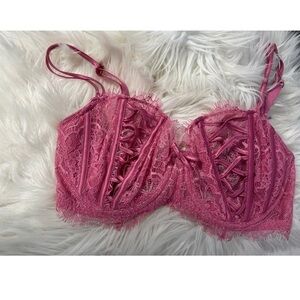Victorias Secret Dream Angels Push Up Without Padding  Lace Bra 36C Pink